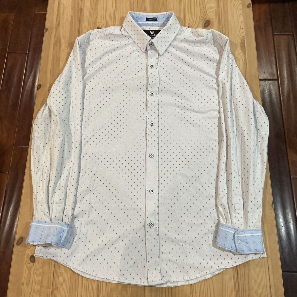 ButterCloth Mens Shirt Icy Cotton XL Tall FIt Lightning Bolts Flip Cuff